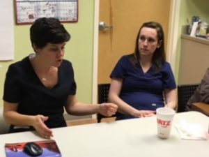 Rachel Wall with dental hygienist Betsy Oliver