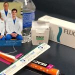 3 dentist picture with flouride care items
