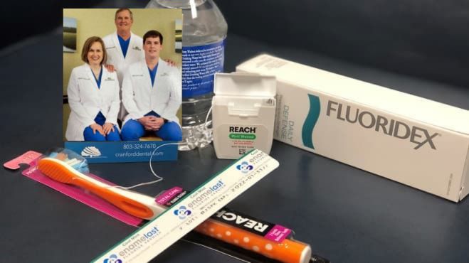 3 dentist picture with flouride care items