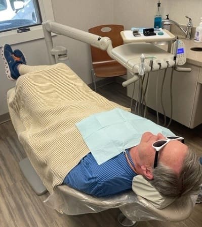 Dr. Bill Cranford relaxed at dentist